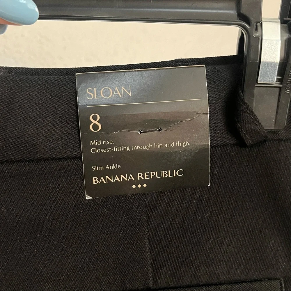 NEW Banana Republic Black Dress Pants Sloan mid rise slim ankle size 8 - Picture 3 of 12